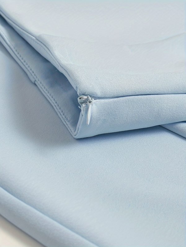 11f8e88f-13d6-4fde-b109-57cd31bcdb92-1 Solid Work & Office Elegant Skirt Set, Long Sleeve Double Breasted Lapel Collar Crop Blazer & Split Hem Mini Skirt Outfits, Women's Clothing