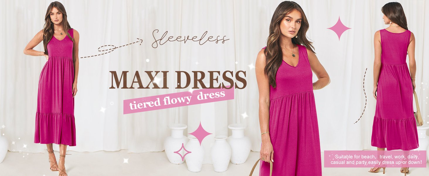 ANRABESS Summer Casual Sleeveless Beach Dress