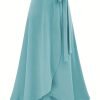 Solid Ruffle Hem Skirts, Elegant High Waist Tied Midi Skirts, Women's Clothing