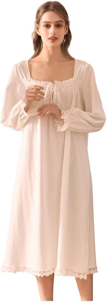 41IeH5JGbXL._AC_SL1001 Cotton Nightgown for Women Vintage Palace Sleepwear