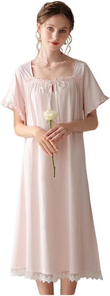 41fB39s7X0L._AC_SL1001 Cotton Nightgown for Women Vintage Palace Sleepwear