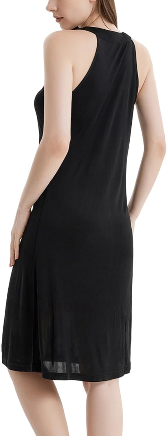 51Ck45cF6RL._AC_SL1500 Mulberry Silk Nightgown Women’s Elegant Halter Neck Nightdress Sleeveless Sleepwear Tank Pajamas Dress Night Shirt