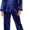 51H6Y0oFJSL._AC_SL1500 Women's Silk Satin Pajamas Set Long Sleeve Sleepwear Soft Pjs Set Two Piece Button Down Loungewear Pj Set