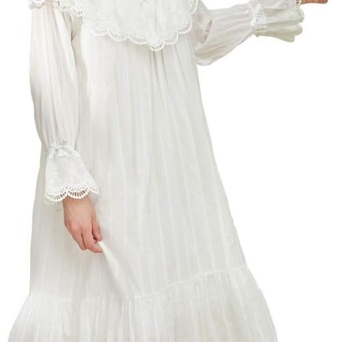 51JT9xb4ZSL._AC_SL1356 Cotton Nightgown for Women Vintage Palace Sleepwear