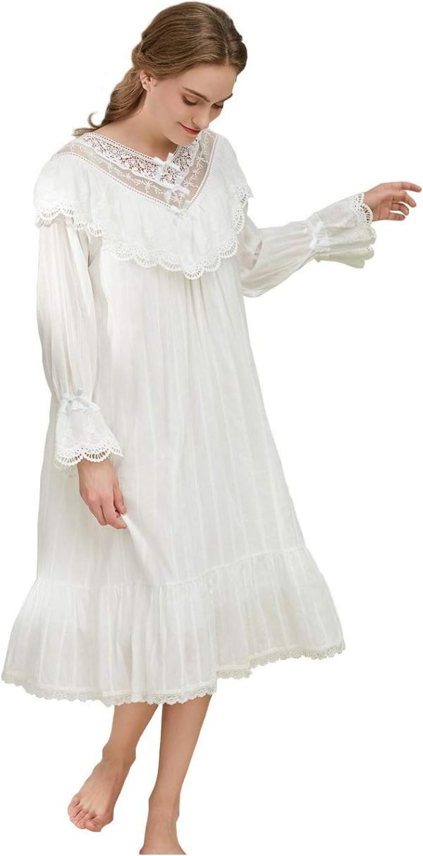 51JT9xb4ZSL._AC_SL1356 Cotton Nightgown for Women Vintage Palace Sleepwear