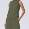 Women's Summer 2 Piece Outfits Mock Neck Tank Top High Waisted Shorts Lounge Sets 2024 Fashion Tracksuit