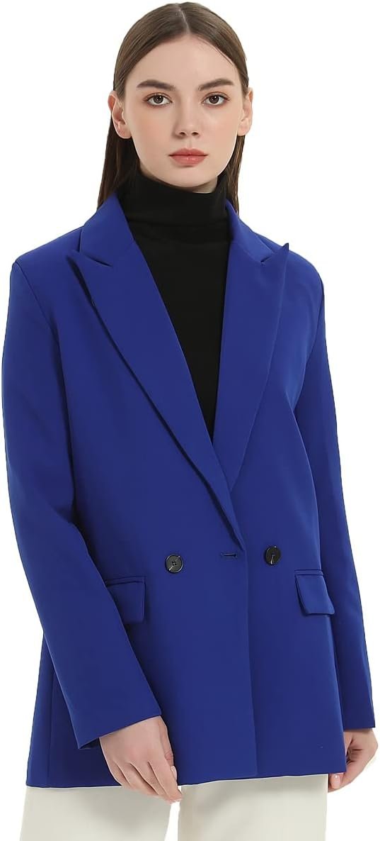 51Nm5G4zpVL._AC_SL1200 Women's Casual Long Sleeve Lapel Oversized Button Work Office Blazer Suit Jacket