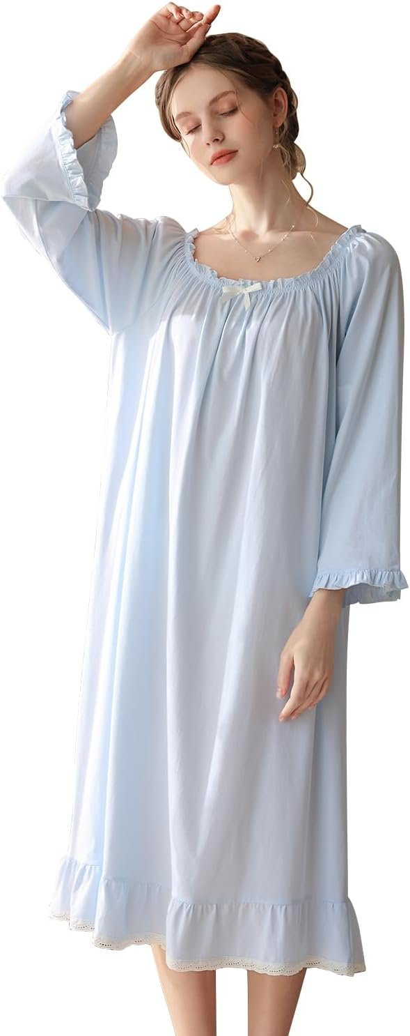 51RZLpiWMmL._AC_SL1500 Women's  Nightgowns Sleepshirts Lace Ruffle Princess Nightdress