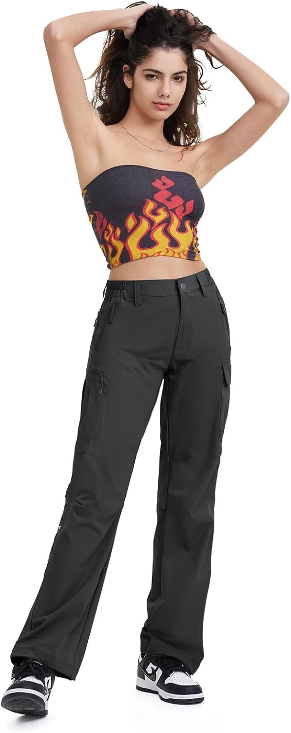 51SiWDwFZ2L._AC_SL1500 Women's Hiking Cargo Pants Quick Dry Water-Resistance High Waist Pants for Work Travel Outdoor and Casual