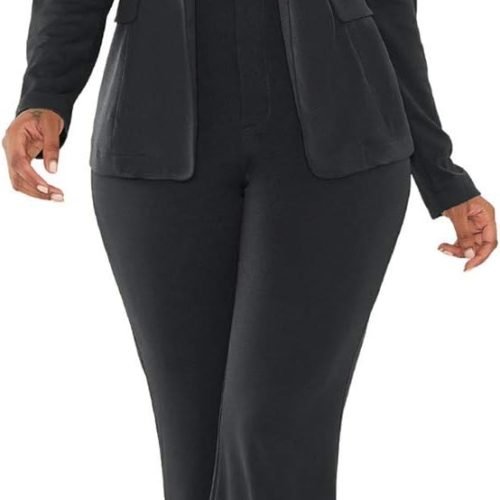 Womens Two Piece Blazer Outfits Long Sleeve Slim Fit Jacket with Long Pants Suit Set for Work