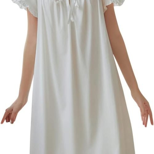 51_e-KfKssL._AC_SL1500 Women's  Nightgowns Sleepshirts Lace Ruffle Princess Nightdress