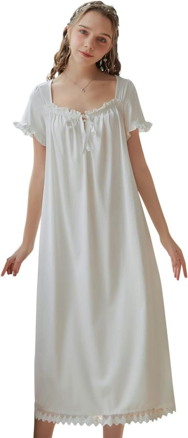 51_e-KfKssL._AC_SL1500 Women's  Nightgowns Sleepshirts Lace Ruffle Princess Nightdress