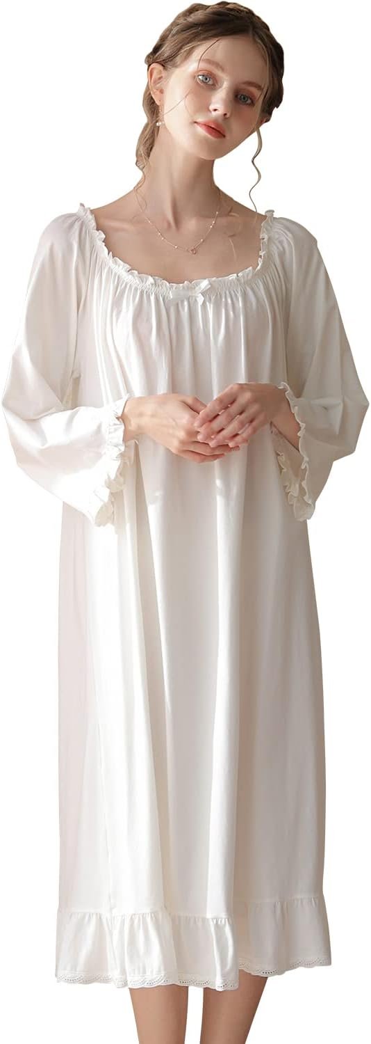 51b_A1lNeuL._AC_SL1500 Women's  Nightgowns Sleepshirts Lace Ruffle Princess Nightdress