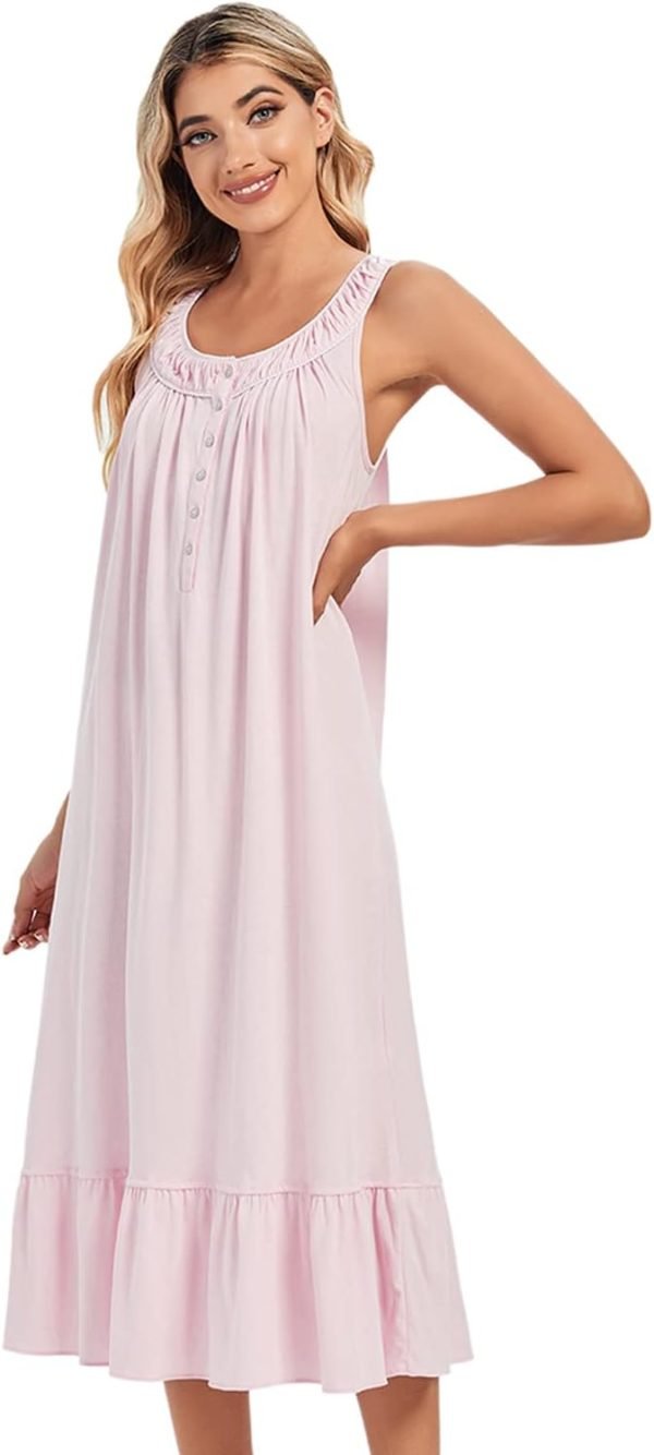 51nYZP9sY3L._AC_SL1500 Cotton Nightgown for Women Sleeveless Loungewear Comfy Soft Sleepwear Long Sleepdress Loose Full Length Nightdress