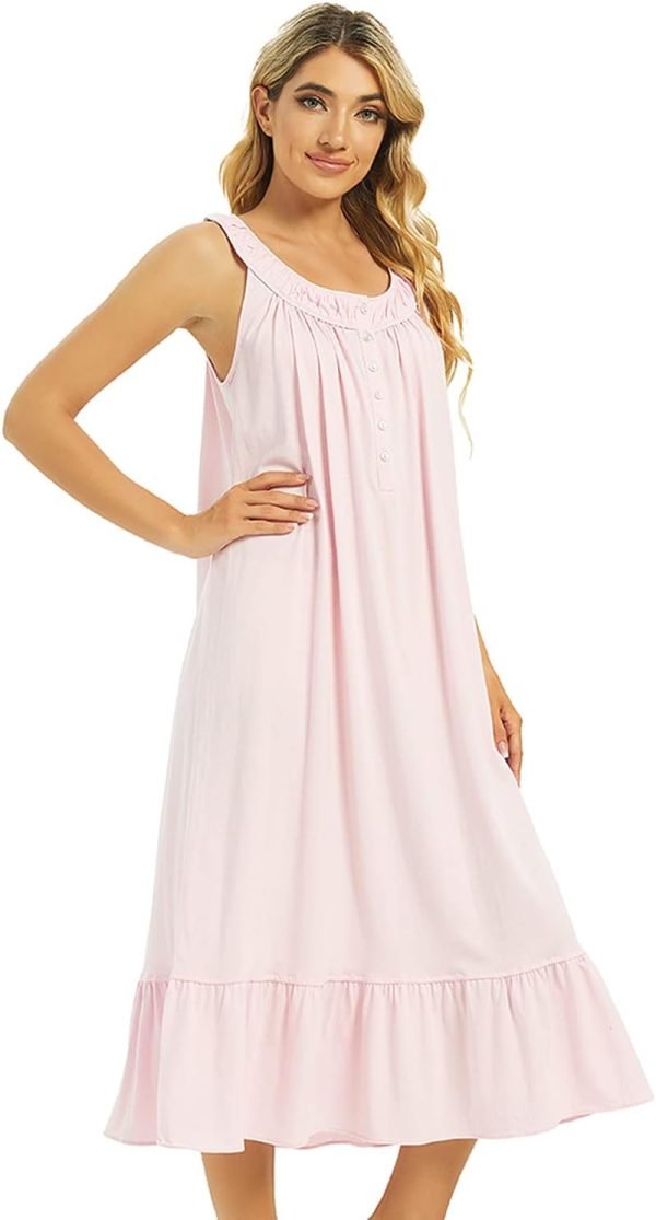 51p-lbUH7L._AC_SL1500 Cotton Nightgown for Women Sleeveless Loungewear Comfy Soft Sleepwear Long Sleepdress Loose Full Length Nightdress