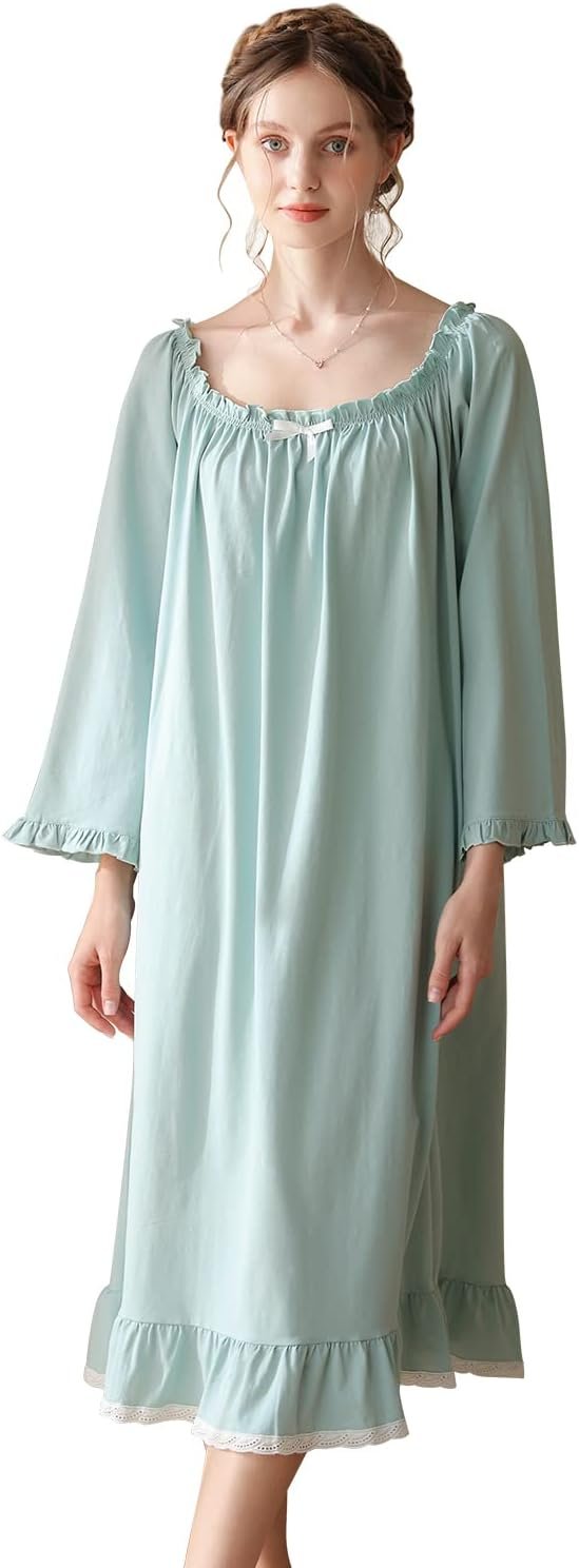 51pN04SUxTL._AC_SL1500 Women's  Nightgowns Sleepshirts Lace Ruffle Princess Nightdress