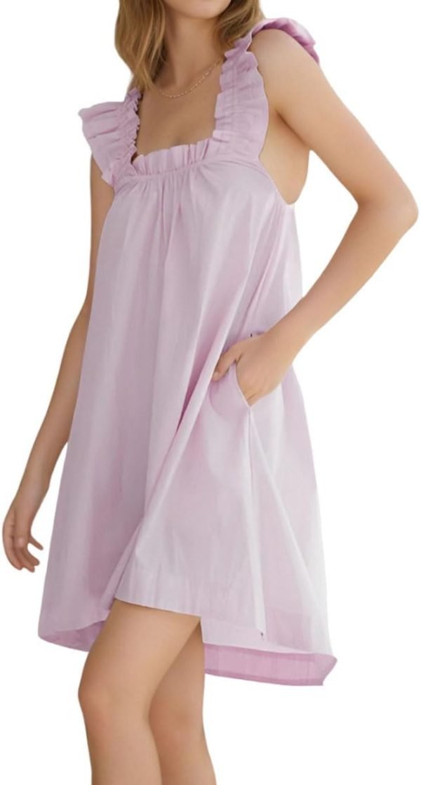 51uv4_J6_9L._AC_SL1200_74de9f8a-83ec-4453-9838-7967118bddfb Womens Ruffle Nightgown Cotton Sleeveless Nightdress Soft Printed Night gown with Pockets