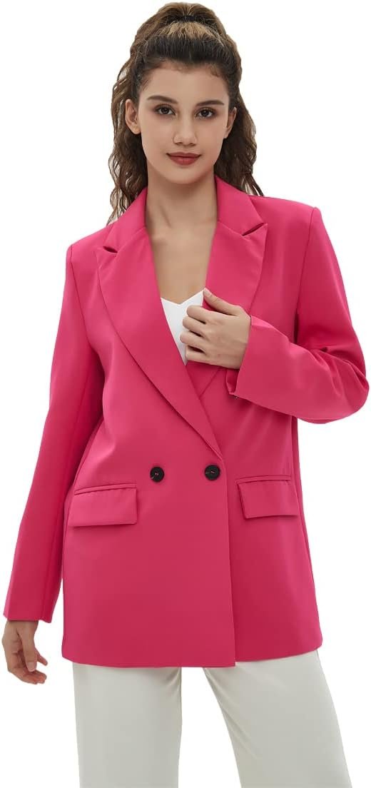 51ycqekastL._AC_SL1200 Women's Casual Long Sleeve Lapel Oversized Button Work Office Blazer Suit Jacket