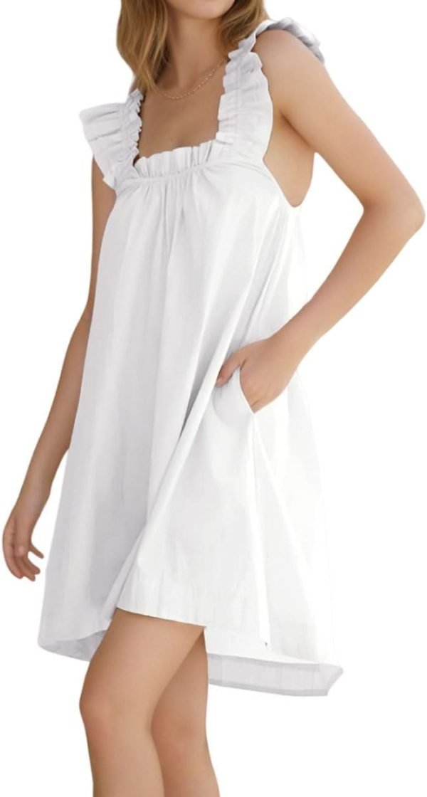 51zzYi-0G2L._AC_SL1200_50dd8328-9d98-4f27-be66-9846338fed27 Womens Ruffle Nightgown Cotton Sleeveless Nightdress Soft Printed Night gown with Pockets