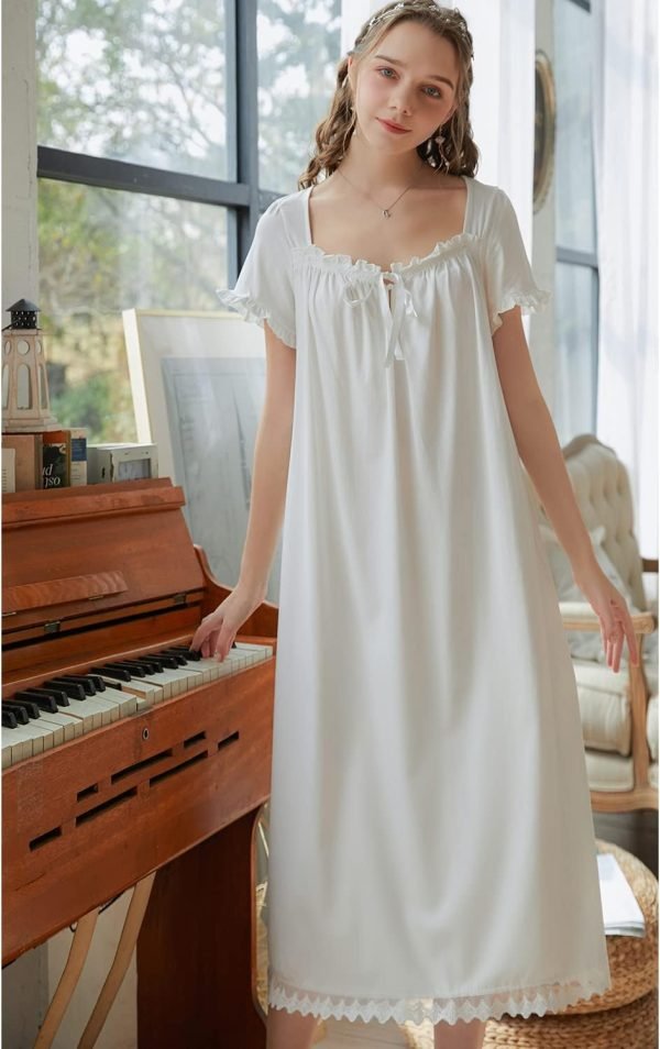 61-l2BWBnqL._AC_SL1500 Women's  Nightgowns Sleepshirts Lace Ruffle Princess Nightdress