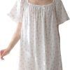 610lVcwQqGL._AC_SL1500 Women's Cotton Nightgowns Vintage Lightweight Gown Sets Short Sleeve Princess Nightdress