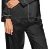 Silk Satin Pajamas Set for Women 2 Piece Soft Long Sleeve Tops & Bottoms Sleepwear Pj Lounge Set S-XXL