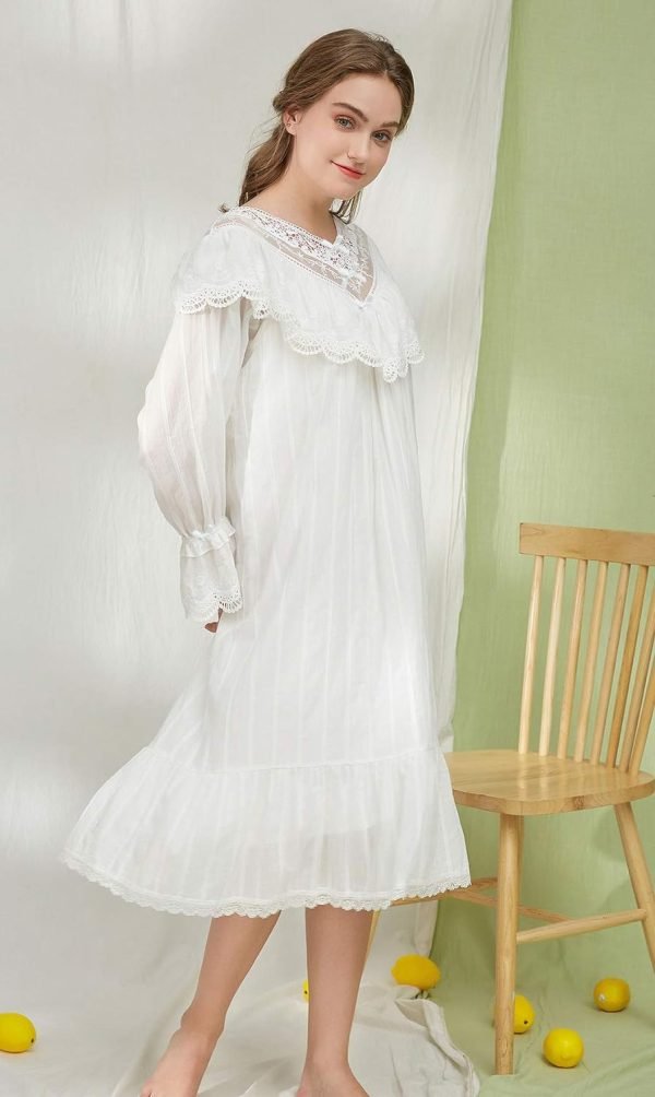 611gdicXXPL._AC_SL1500 Cotton Nightgown for Women Vintage Palace Sleepwear