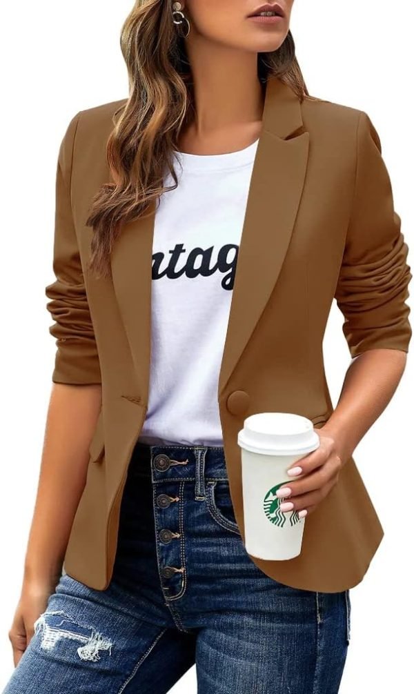 Womens Casual Blazers Long Sleeve Lapel Button Slim Work Office Blazer Jacket