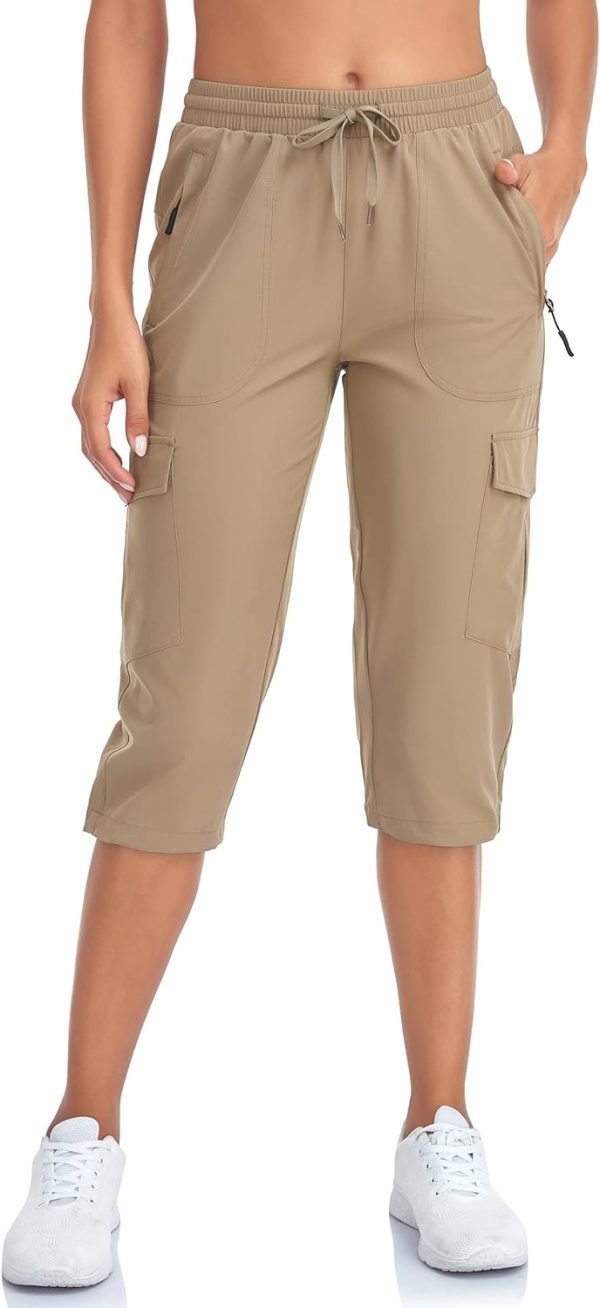 612zdT5Jz-L._AC_SL1500 Women's Hiking Cargo Capri Pants Lightweight Quick Dry Joggers Outdoor Casual Travel Capris with Zipper Pockets