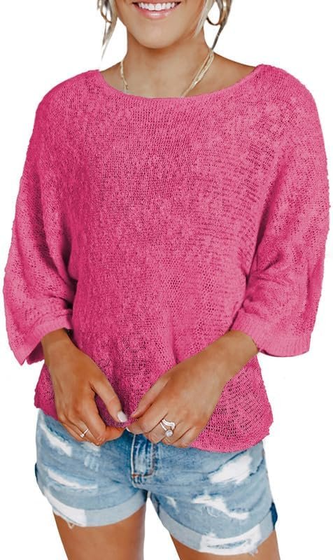 613nLZKmd0L._AC Womens 2024 Cute Spring Summer Color Block Striped Lightweight Comfy Cable Knit Beach Boho Clothes Pullover Sweaters