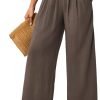 616z5ashbrL._AC_SL1500 JASAMBAC Women's Capri Linen Wide Leg Pants Summer Boho Wide Leg Pants Smocked High-Rise Waist Casual Beach Pants with Pocket