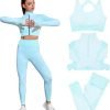 618V-FyfYfL._AC_SL1500 Women's 3 Piece Outfits Tracksuit Workout Set Sports Bra High Waist Yoga Gym Leggings and Crop Top