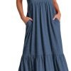61AxJngE4iL._AC_SL1500 ANRABESS Women's Summer Casual Sleeveless V Neck Swing Dress Fit & Flare Flowy Tiered Maxi Beach Sundress with Pockets