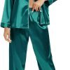 61HpzTz0XPL._AC_SL1500 Women's Silk Satin Pajamas Set Long Sleeve Sleepwear Soft Pjs Set Two Piece Button Down Loungewear Pj Set