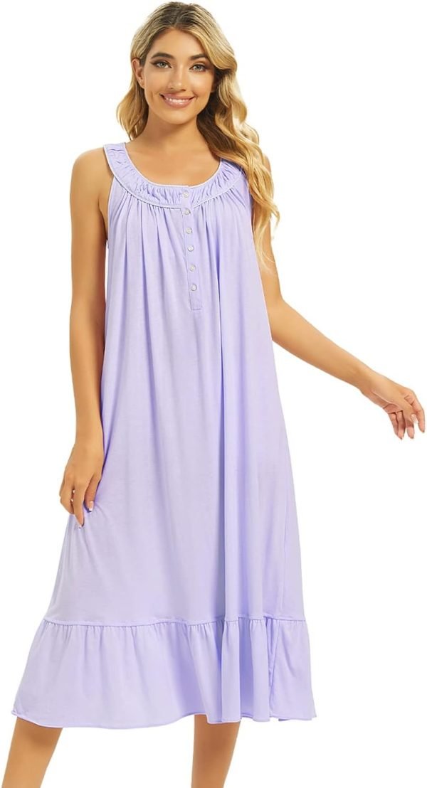 61HrGKpDUzL._AC_SL1500_f4b9b2a4-c9b4-41dc-b3e0-47eea95b58ad Cotton Nightgown for Women Sleeveless Loungewear Comfy Soft Sleepwear Long Sleepdress Loose Full Length Nightdress