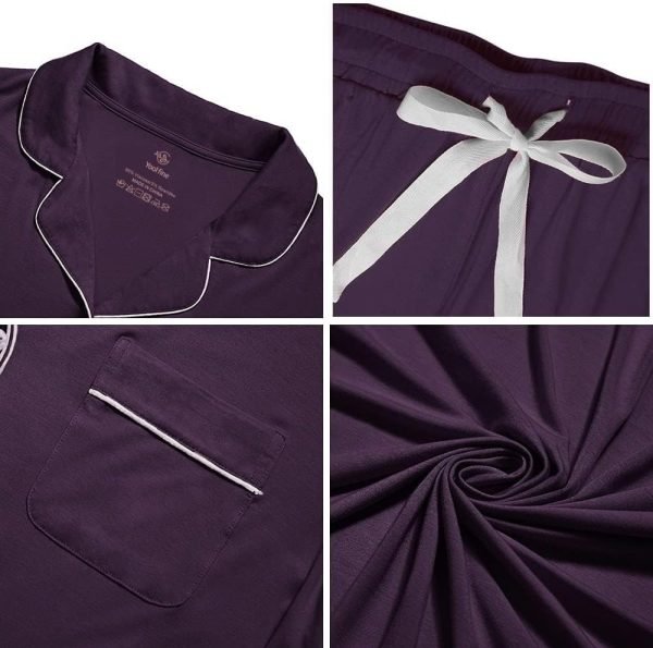 61JEupM0NuL._AC_SL1000 Womens Pajama Sets Short Sleeve Sleepwear Soft Button Down Nightwear Lounge Pj Set XS-XXL