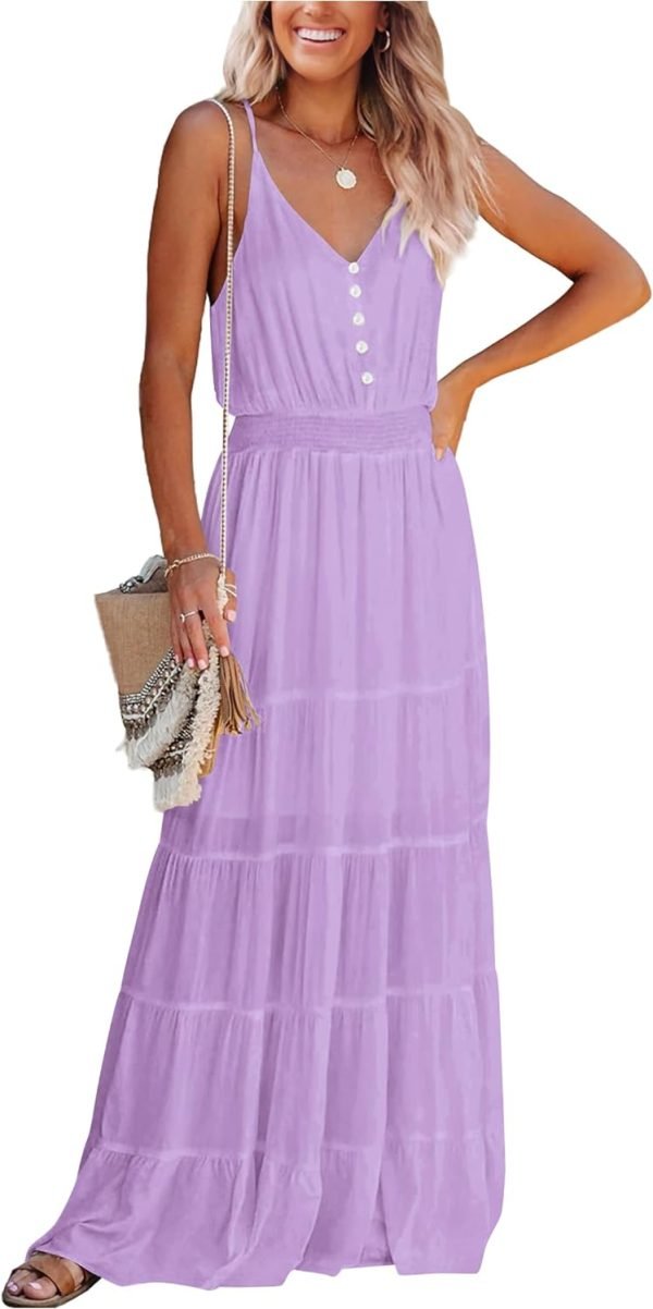 61JaaG08wXL._AC_SL1500 Womens Summer Spaghetti Strap Sleeveless High Waist Beach Long Maxi Sun Dress