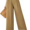 61OzPaaPjdL._AC_SL1500 JASAMBAC Women's Capri Linen Wide Leg Pants Summer Boho Wide Leg Pants Smocked High-Rise Waist Casual Beach Pants with Pocket
