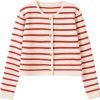 61Pyn4bt3lL._AC_SL1332 Women's Lightweight Striped Loose Sweater Polo V Neck Knitted Lapel Shirt Casual Color Block Top with Cream Background
