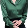 Women's Satin Blouse Fashion Long Sleeve Satin Silk Shirt Work Office Top Casual Shirt