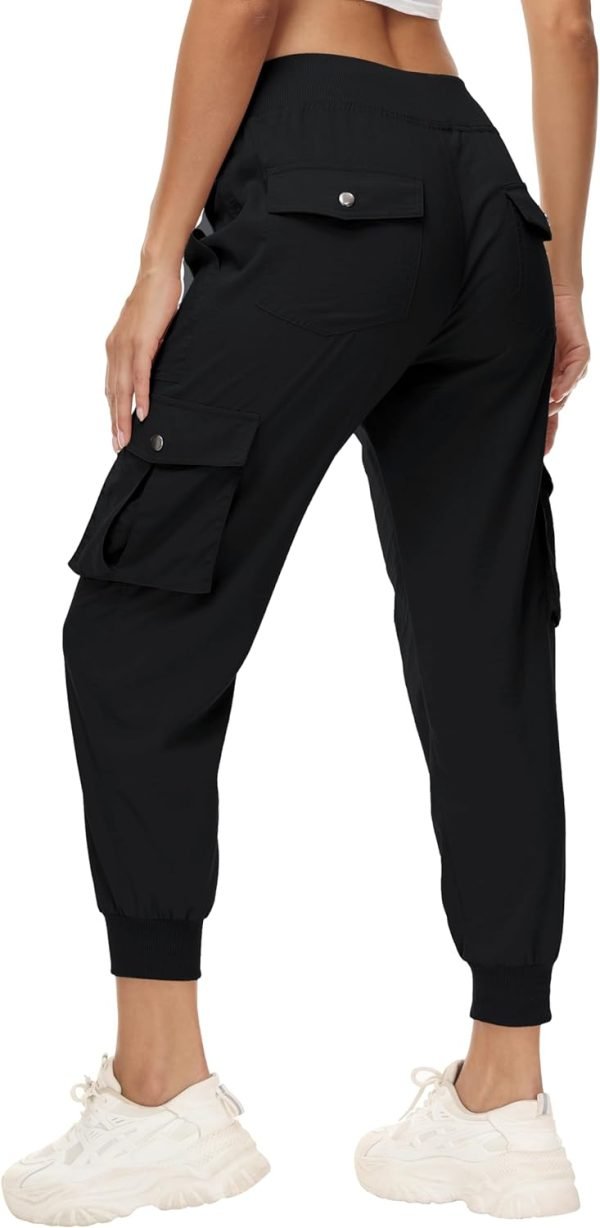 Women's Cargo Hiking Pants Quick Dry Lightweight Elastic Waist Button Pockets Joggers Athletic Sweatpants Travel Casual