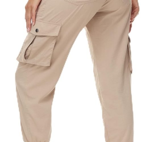 61WAcokHXPL._AC_SL1500 Women's Cargo Hiking Pants Quick Dry Lightweight Elastic Waist Button Pockets Joggers Athletic Sweatpants Travel Casual