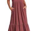 61WBjqymsxL._AC_SL1500 ANRABESS Women's Summer Casual Sleeveless V Neck Swing Dress Fit & Flare Flowy Tiered Maxi Beach Sundress with Pockets