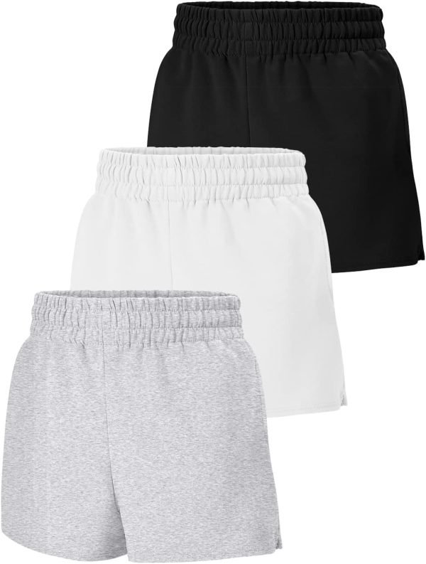 61XrU9FSN3L._AC_SL1500 3 Pack Womens Sweat Shorts Casual Lounge Cotton Shorts Trendy Summer Running High Waisted Athletic Shorts