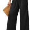 61Y51_S0aSL._AC_SL1500 JASAMBAC Women's Capri Linen Wide Leg Pants Summer Boho Wide Leg Pants Smocked High-Rise Waist Casual Beach Pants with Pocket
