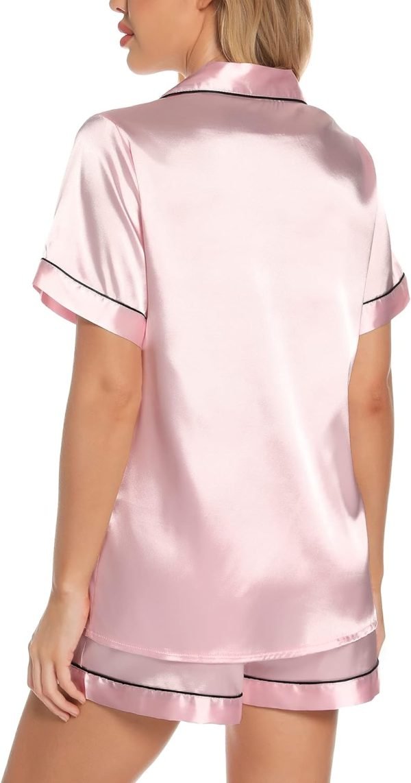 61YRSf7O5BL._AC_SL1500 Womens Silk Satin Pajamas Set Button Down Pj Sets Short Sleeve Sleepwear Set S-XXl