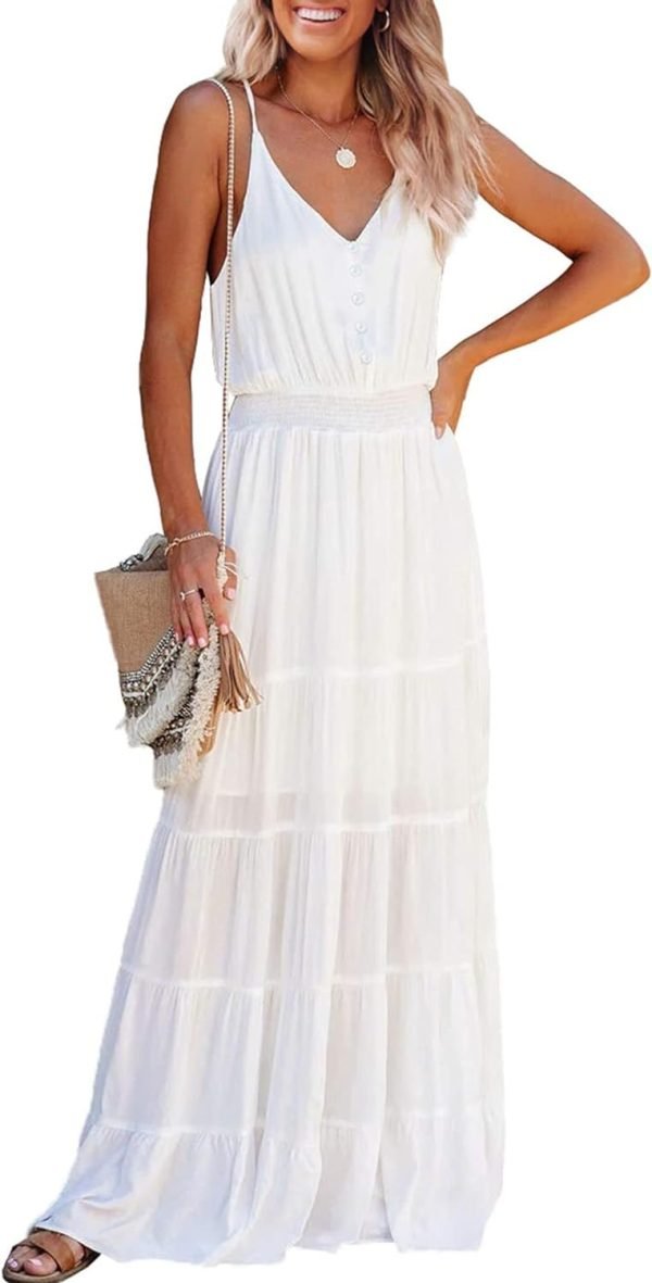 61ZBGFlcDaL._AC_SL1500 Womens Summer Spaghetti Strap Sleeveless High Waist Beach Long Maxi Sun Dress