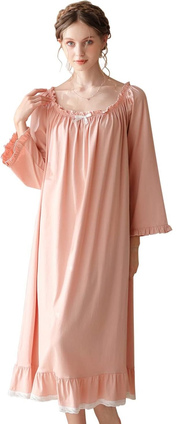61_PgY4gLrL._AC_SL1500 Women's  Nightgowns Sleepshirts Lace Ruffle Princess Nightdress