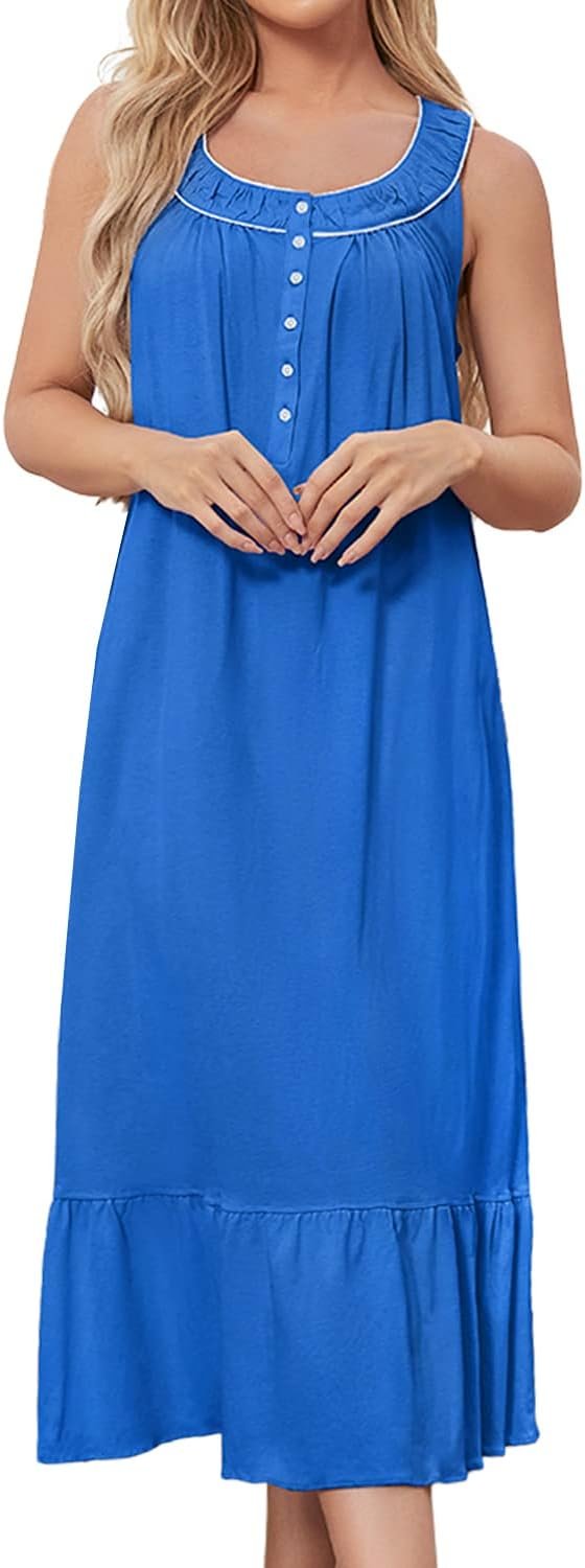 61auivD2CsL._AC_SL1500_68b081cb-f033-44f2-ac8b-56cebd337d36 Cotton Nightgown for Women Sleeveless Loungewear Comfy Soft Sleepwear Long Sleepdress Loose Full Length Nightdress