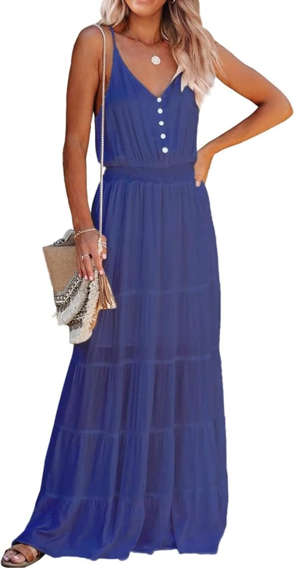 61m6tEDWuBL._AC_SL1500 Womens Summer Spaghetti Strap Sleeveless High Waist Beach Long Maxi Sun Dress